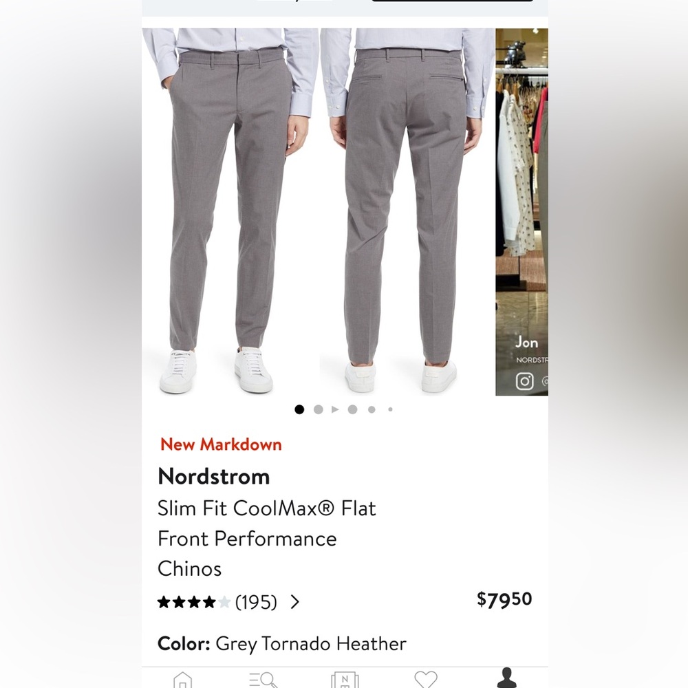 Flat front slim fit chinos